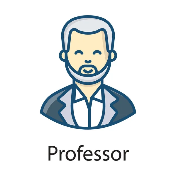 Man Met Baard Professor Flat Icon Design — Stockvector