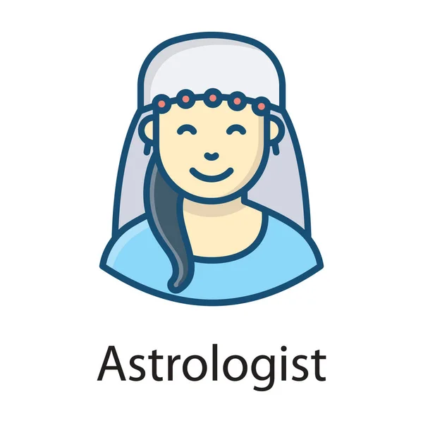 Проектирование Вектора Астролога Женщины Обладающей Космическими Знаниями — стоковый вектор