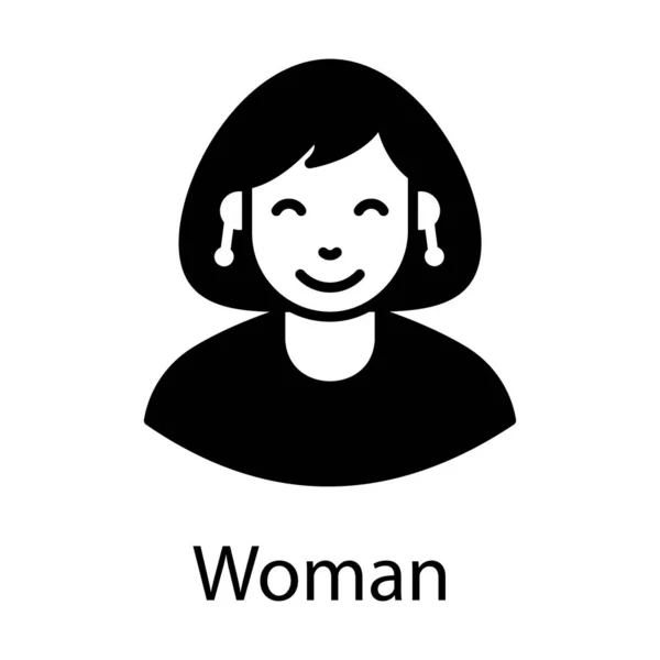 女性の笑顔のキャラクター フラットなアイコンデザインを描く女性 — ストックベクタ