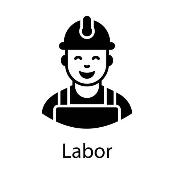 Man Wearing Hard Hat Labor Flat Vector — Stock Vector