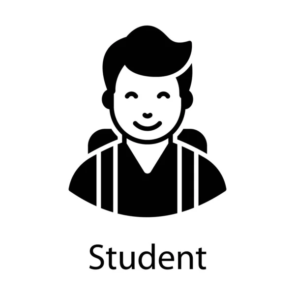 Niño Con Mochila Estudiante Estilo Vector Plano — Vector de stock