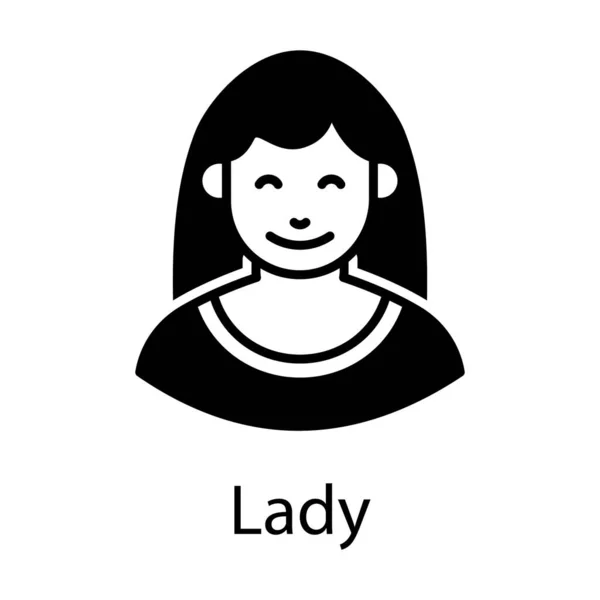 Eine Frau Die Einen Lächelnden Charakter Darstellt Flache Ikone Design — Stockvektor