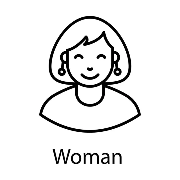 Una Mujer Que Retrata Personaje Sonriente Diseño Icono Plano Mujer — Vector de stock