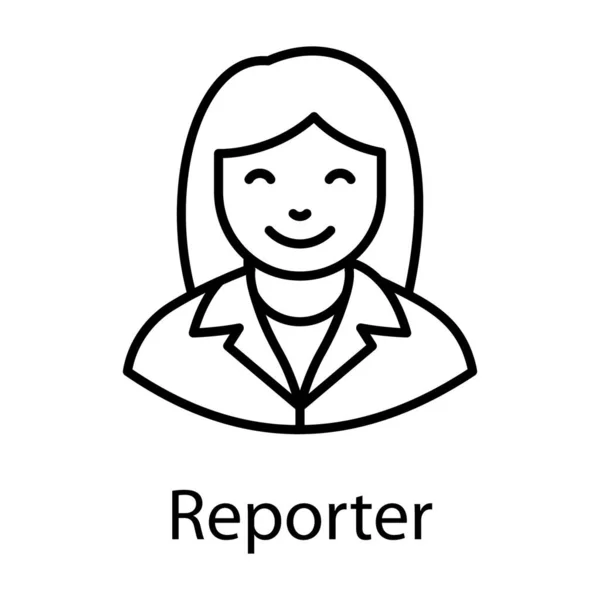 Ikone Weiblicher Reporter Nachrichtensprecher — Stockvektor
