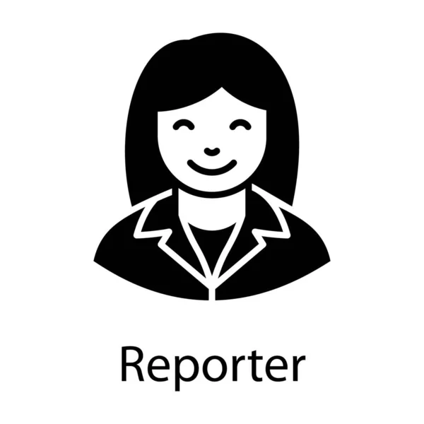 Kvinnlig Reporter Ikon Design Nyheter Ankare — Stock vektor