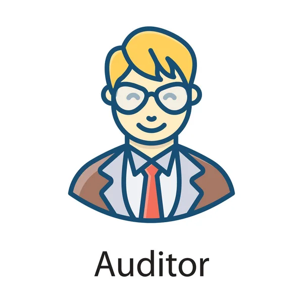 Vlakke Vector Ontwerp Van Auditor Bankier — Stockvector