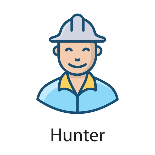 Man Wearing Cowboy Hat Depicting Hunter — Stock Vector