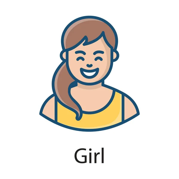 Girl Icon Design Vrouw Platte Vector — Stockvector