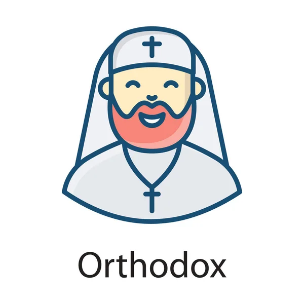 Religiöse Person Die Der Kirche Dient Orthodoxer Flacher Vektor — Stockvektor