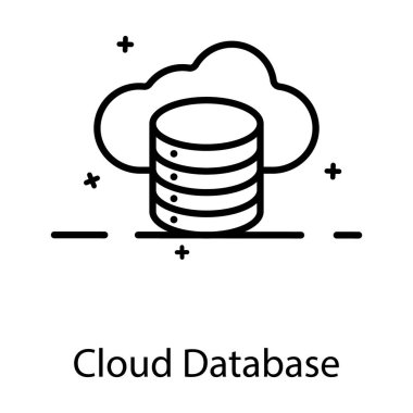 Sunucu rafı olan bulut, bulut veritabanı simgesi konsepti
