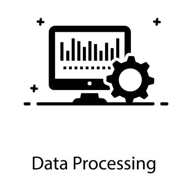 Veri işleme simgesi, çarklı masaüstü monitörü 