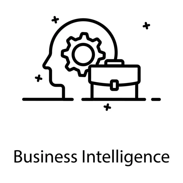 Převodovka Uvnitř Mysli Kufříkem Zobrazujícím Ikonu Business Intelligence — Stockový vektor
