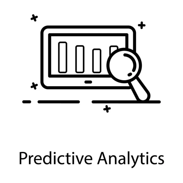 Laptop Ikoną Analizy Predykcyjnej Szkła Powiększającego — Wektor stockowy