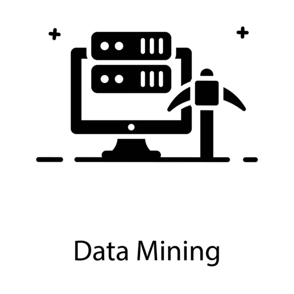 Pickaxe Data Server Monitor Data Mining Icon — Stock Vector