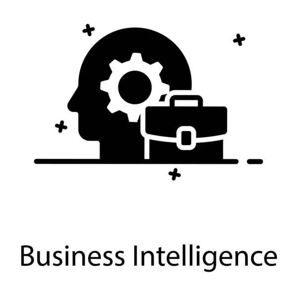 Skrzynia Biegów Umyśle Teczką Przedstawiającą Ikonę Inteligencji Biznesowej — Wektor stockowy