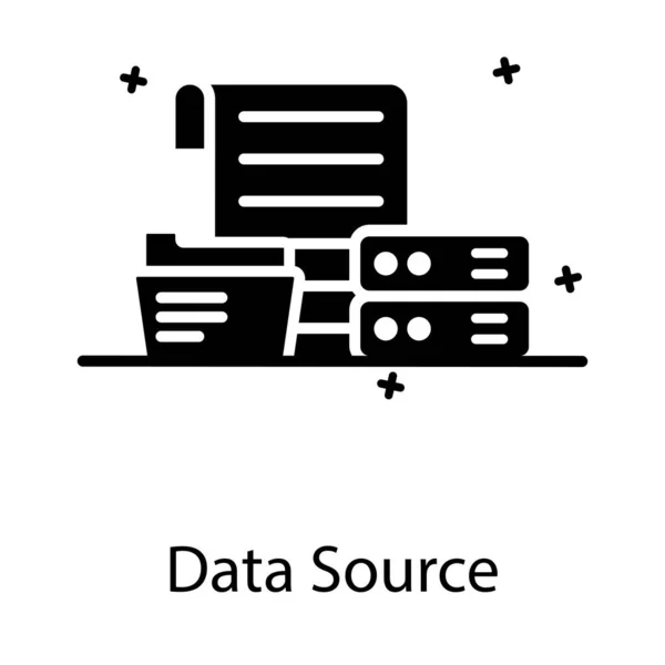Dokumente Mit Server Rack Denting Icon Für Datenquellen — Stockvektor