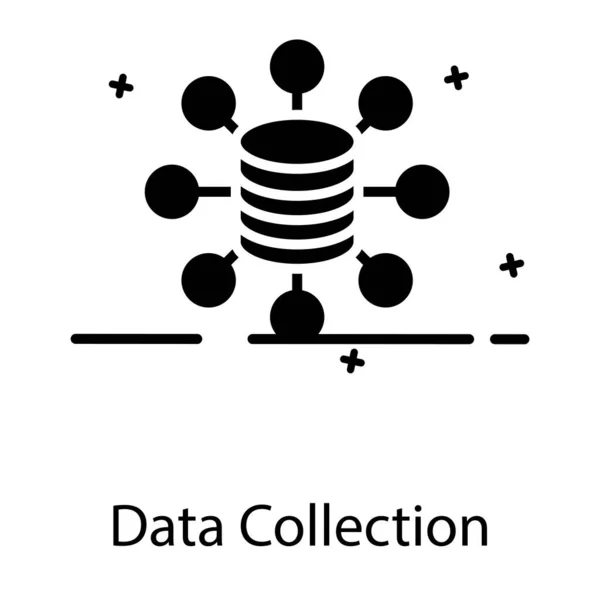 Βάση Δεδομένων Κόμβους Που Παρουσιάζουν Εικονίδιο Συλλογής Δεδομένων — Διανυσματικό Αρχείο