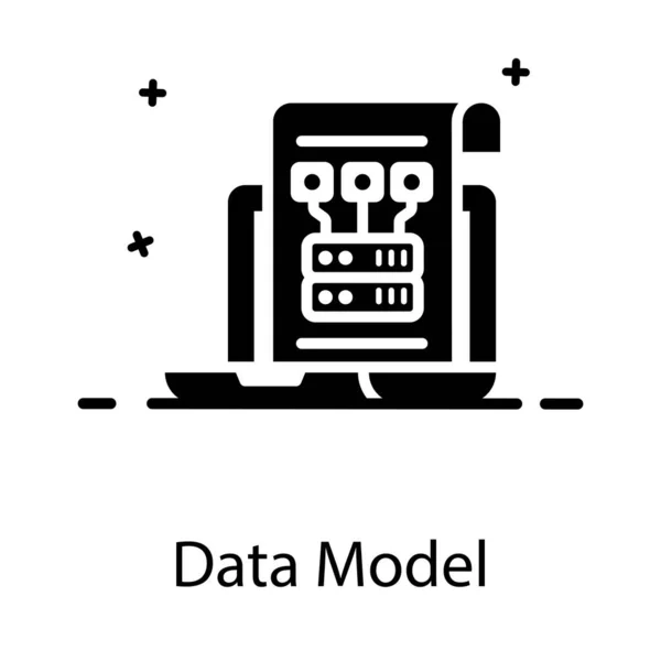 Abstraktní Model Který Organizuje Data Datový Model Ploché Ikoně — Stockový vektor