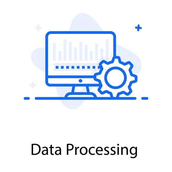 Ícone Processamento Dados Monitor Desktop Com Roda Engrenagem — Vetor de Stock