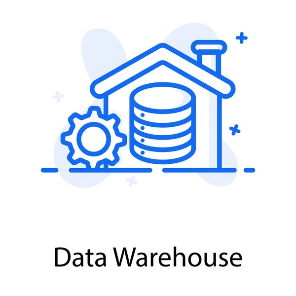 家庭显示数据仓库图标内部数据库机架的可编辑风格 — 图库矢量图片