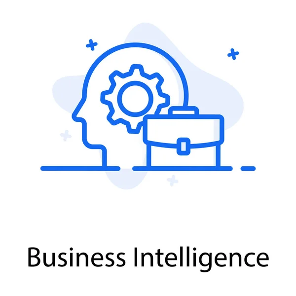 Skrzynia Biegów Umyśle Teczką Przedstawiającą Ikonę Inteligencji Biznesowej — Wektor stockowy