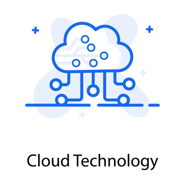 Піктограма Сучасного Стилю Хмарних Технологій Хмара Вузлами — стоковий вектор