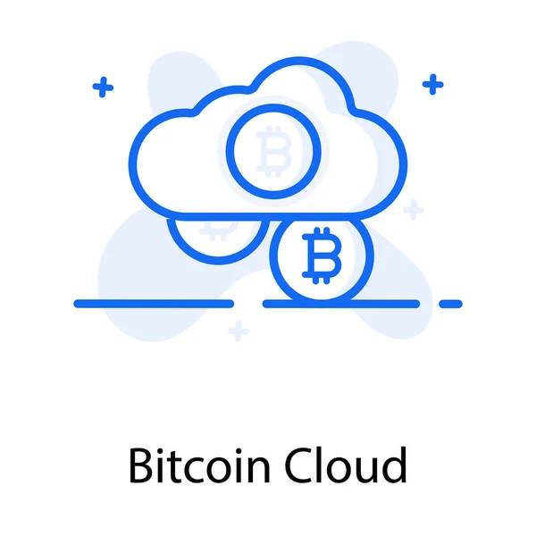 Icono Tecnología Moderna Nube Bitcoin Estilo Plano — Vector de stock