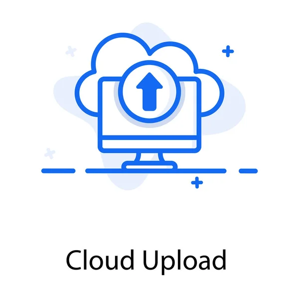 Upward Arrow Cloud Monitor Showcasing Cloud Upload Icon — Stock Vector