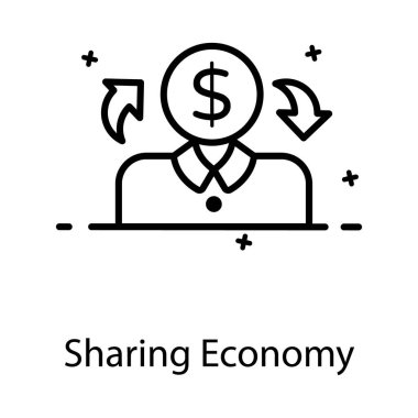 Yazı tura başına 1 dolar ödül konan, oklu, ekonomi simgesini paylaşan bir kişi