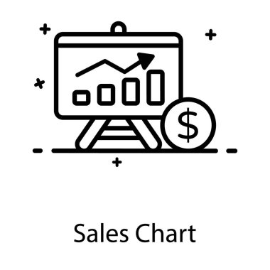 Yükselen ok reklam dolarlı bar tablosu, satış tablosu konsepti simgesi