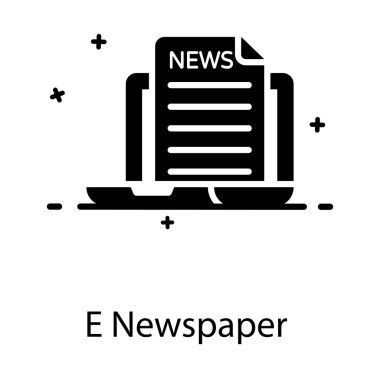 Dizüstü bilgisayarın içindeki gazete düz simge halinde.