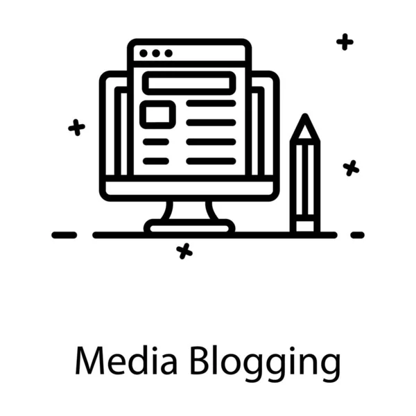 Ícone Blogging Mídia Estilo Flat Moderno — Vetor de Stock