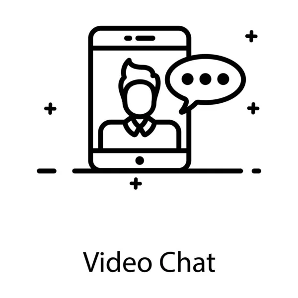 Videochat Koncepció Ikonját Ábrázoló Személy Okostelefonon Belül — Stock Vector