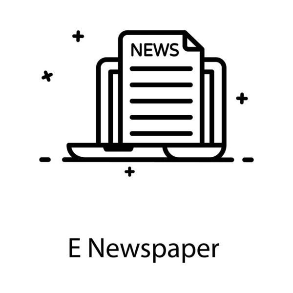 Newsletter Laptop Showing Newspaper Flat Icon — Stock Vector