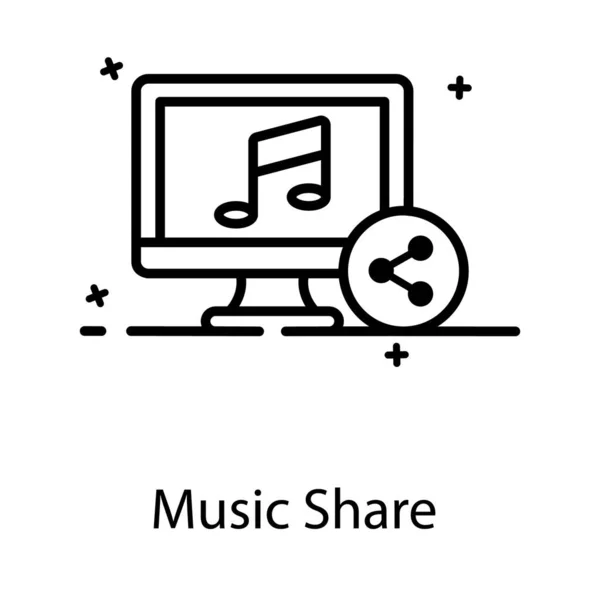 Note Musicale Intérieur Moniteur Avec Symbole Partage Icône Partage Musique — Image vectorielle