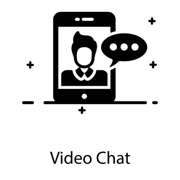 Videochat Koncepció Ikonját Ábrázoló Személy Okostelefonon Belül — Stock Vector