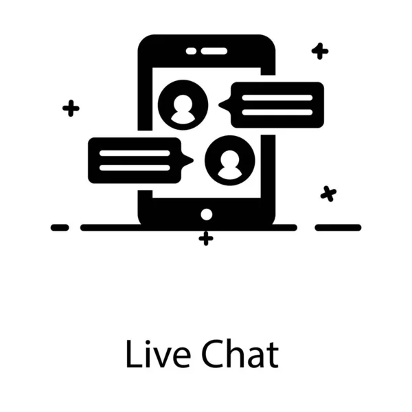 Bublina Zpráv Uvnitř Smartphonu Plochý Design Ikony Live Chatu — Stockový vektor