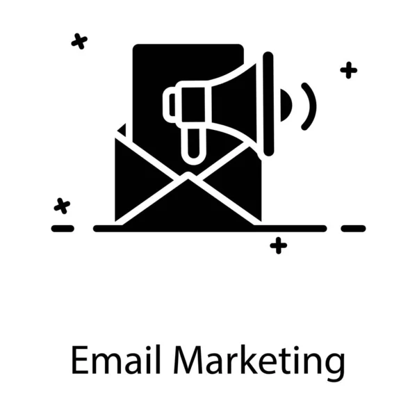 Mail Marketing Ikone Megafon Mit Briefumschlag — Stockvektor