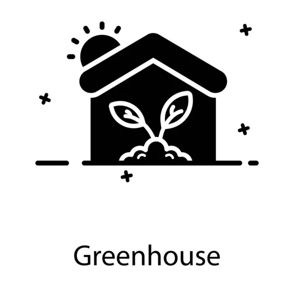 温室を描いた植物の家のアイコン — ストックベクタ