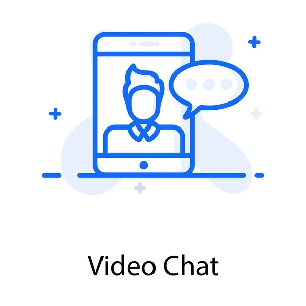 Persona All Interno Smartphone Raffigurante Video Chat Concetto Icona — Vettoriale Stock