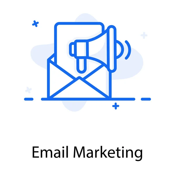 Mail Marketing Ikone Megafon Mit Briefumschlag — Stockvektor