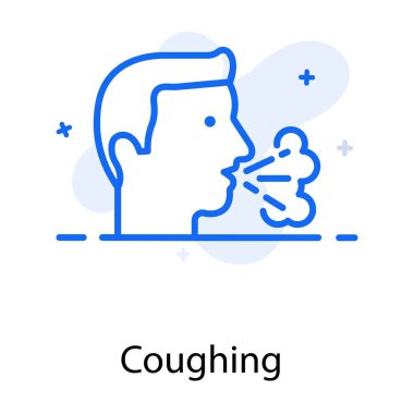 Düz simge tasarımı akciğerlerden hava akımı, öksürük vektörü 