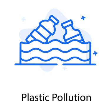 Su dalgalı plastik şişeler plastik kirlilik simgesi sergiliyor