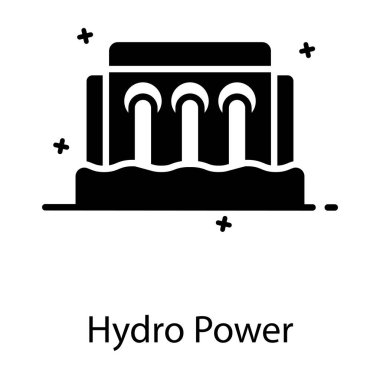 Hidroelektrik güç simgesinin modaya uygun düz vektör tasarımı