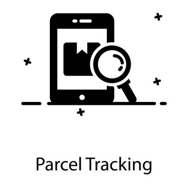 Cep telefonunda büyüteç görünümlü paket izleme simgesi