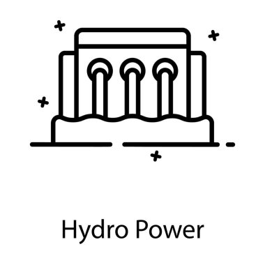Hidroelektrik güç simgesinin modaya uygun düz vektör tasarımı