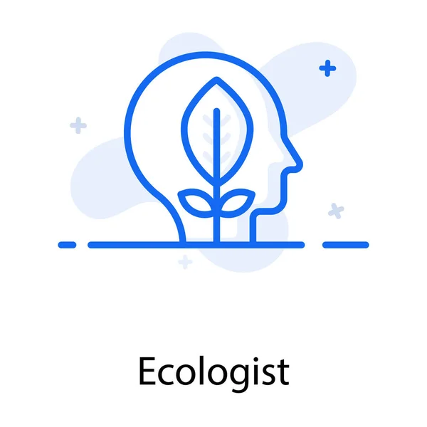 Икона Человеческой Головы Листом Изображающим Эколога — стоковый вектор