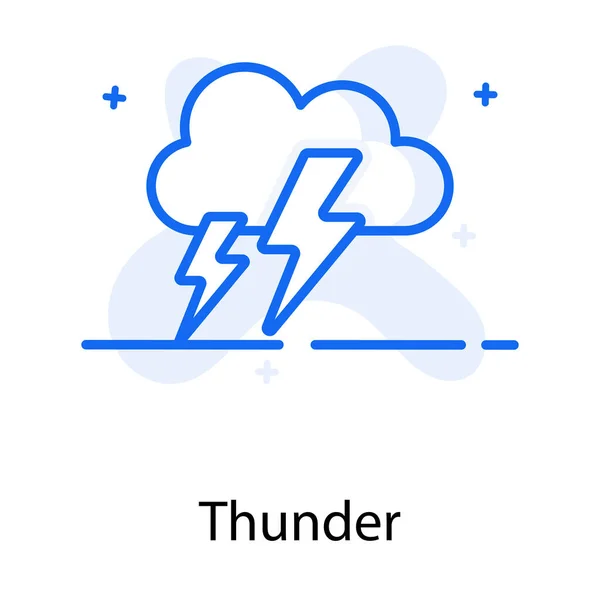 Cloud Bolts Showing Thunderstorm Flat Icon — Stock Vector