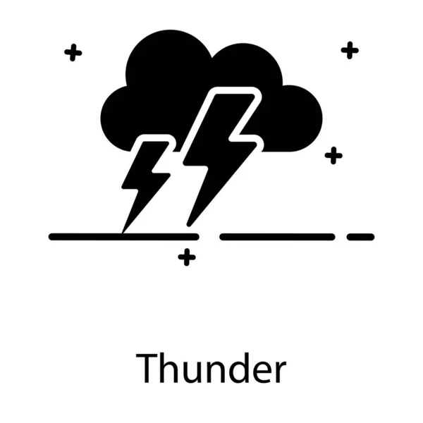 平らなアイコンで雷雨を示すボルトで雲 — ストックベクタ