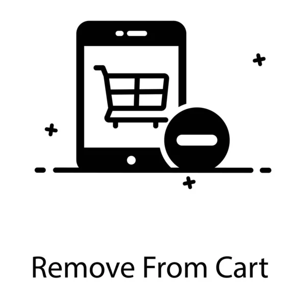 Remove Cart Shopping Cart Smartphone Sign — Stock Vector